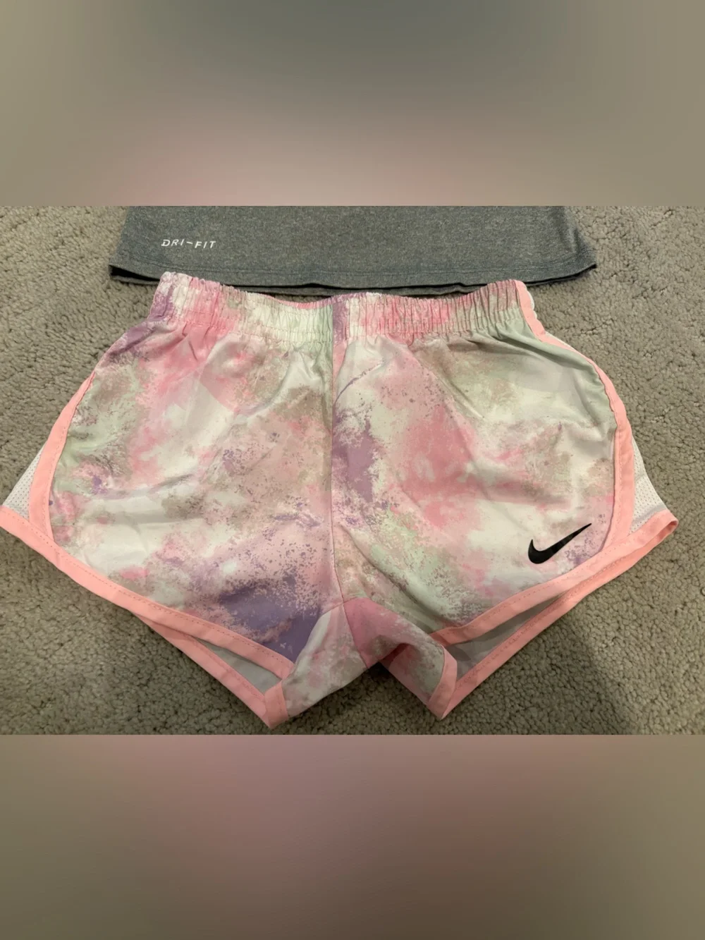 Nike Baby Girl Size 24 months Pink & Gray Athletic Set Dri Fit Outfit
